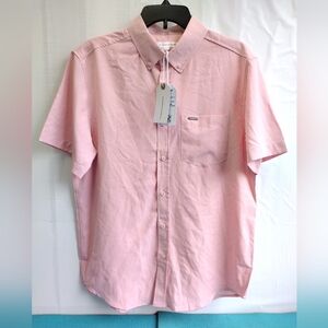 NWT Vintage Summer Swimwear Mens Button Up Short Sleeve Shirt Stretch Size L
